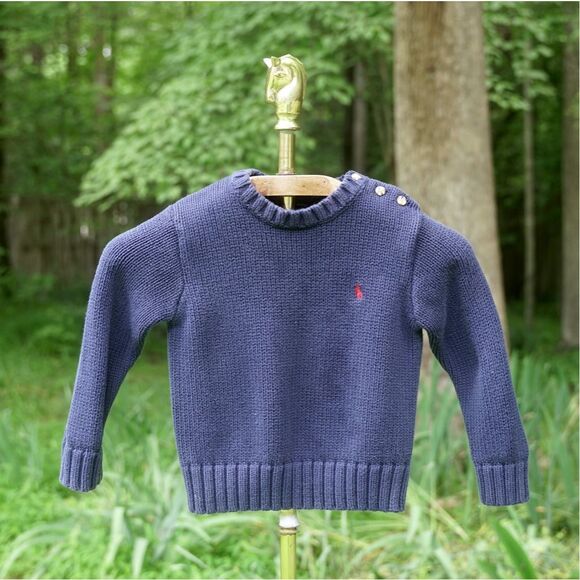 Polo Ralph Lauren Other - Vintage 90s Polo Ralph Lauren Toddler Navy Blue Sweater